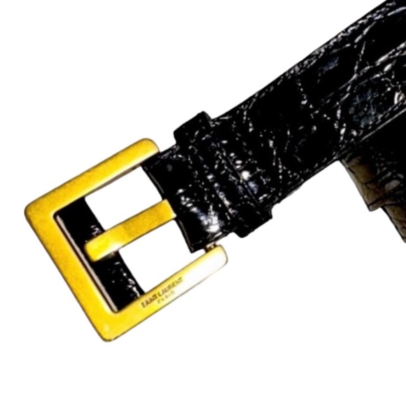 133 Final Price‼️ Saint Laurent YSL Stamped Croc Men’s Belt - Picture 1 of 7